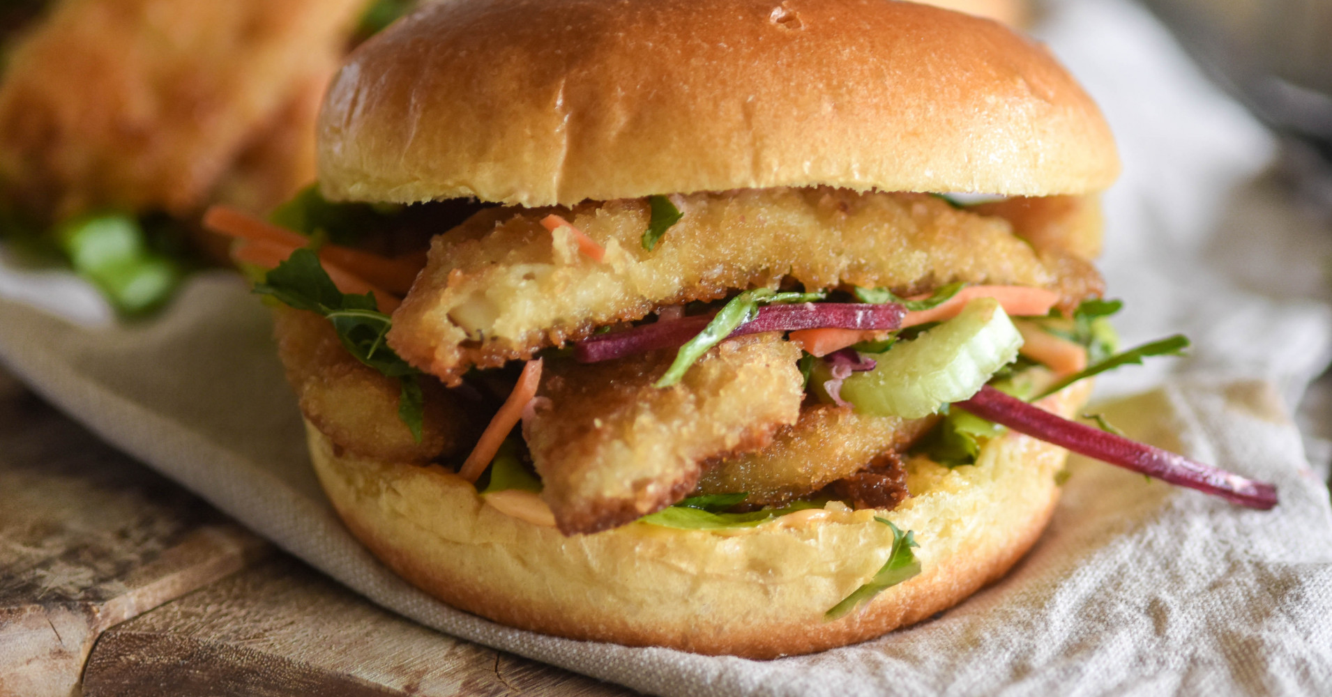 Crumbed whiting burgers with Sriracha mayo and slaw Recipe | myfoodbook
