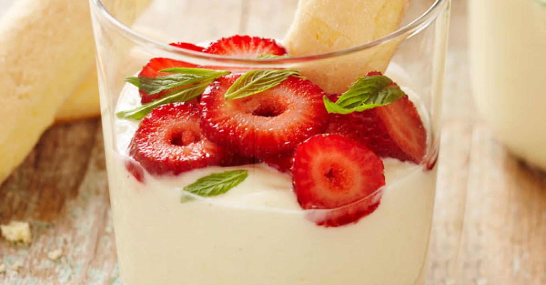 Lemon Yoghurt Pots with Minted Strawberries Recipe | myfoodbook