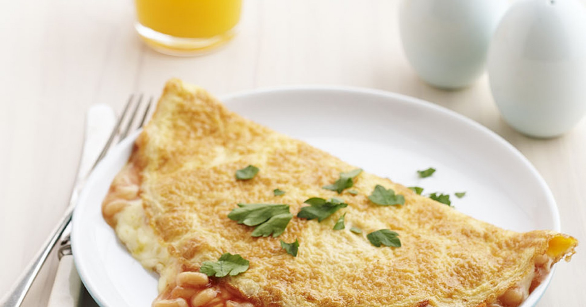 Cheese Omelette with Texan Baked Beans Recipe | myfoodbook
