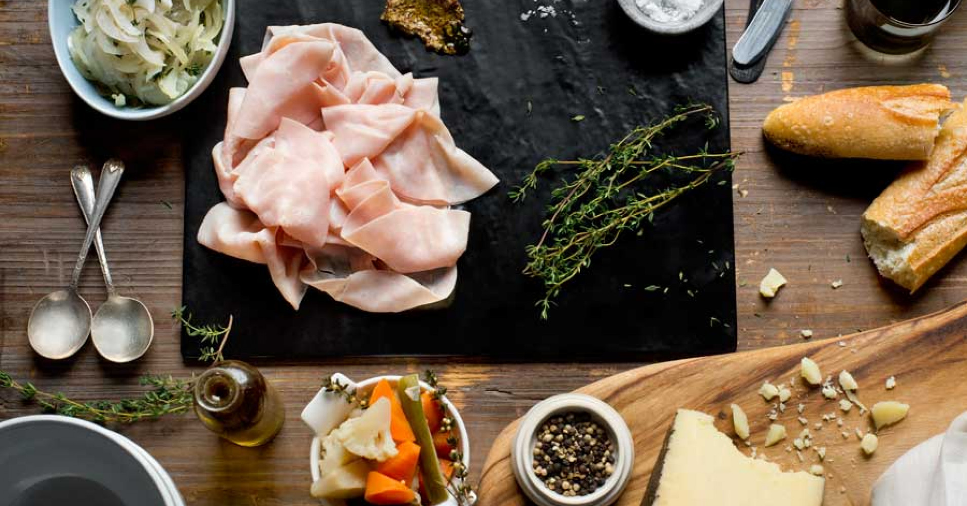 Ploughman's Platter with Pickled Vegetables, Onion Relish and Manchego Recipe | myfoodbook