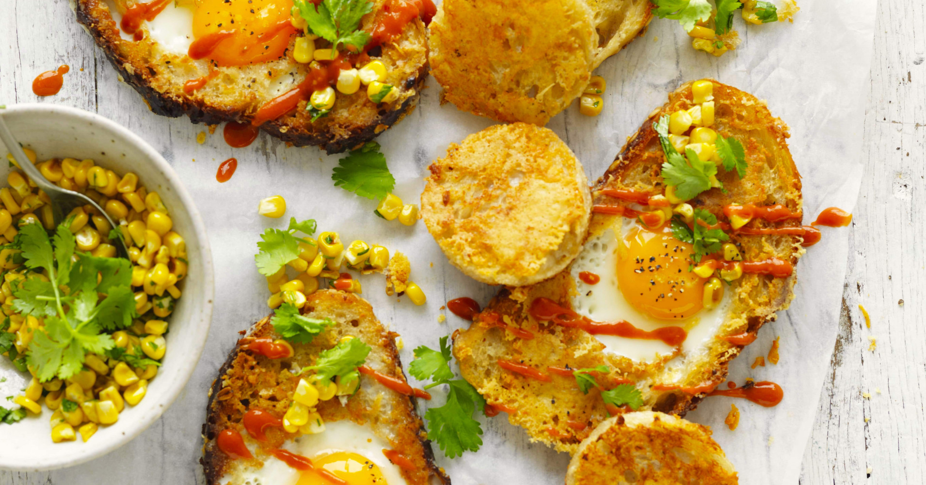 Cheesy Egg in the Hole with Corn Salsa Recipe | myfoodbook | Egg in a hole recipe