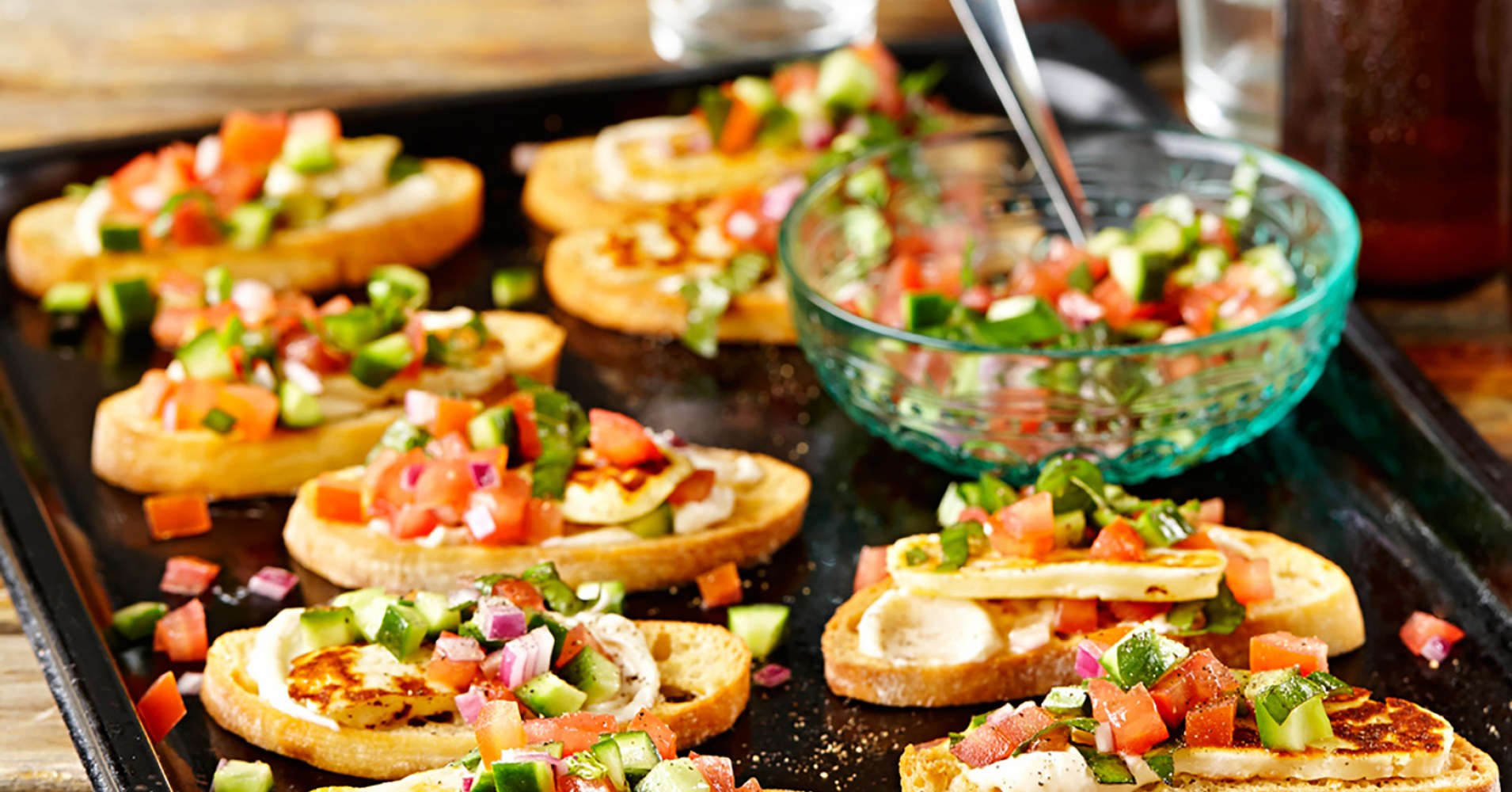 Grilled Haloumi Bruschetta Recipe | myfoodbook