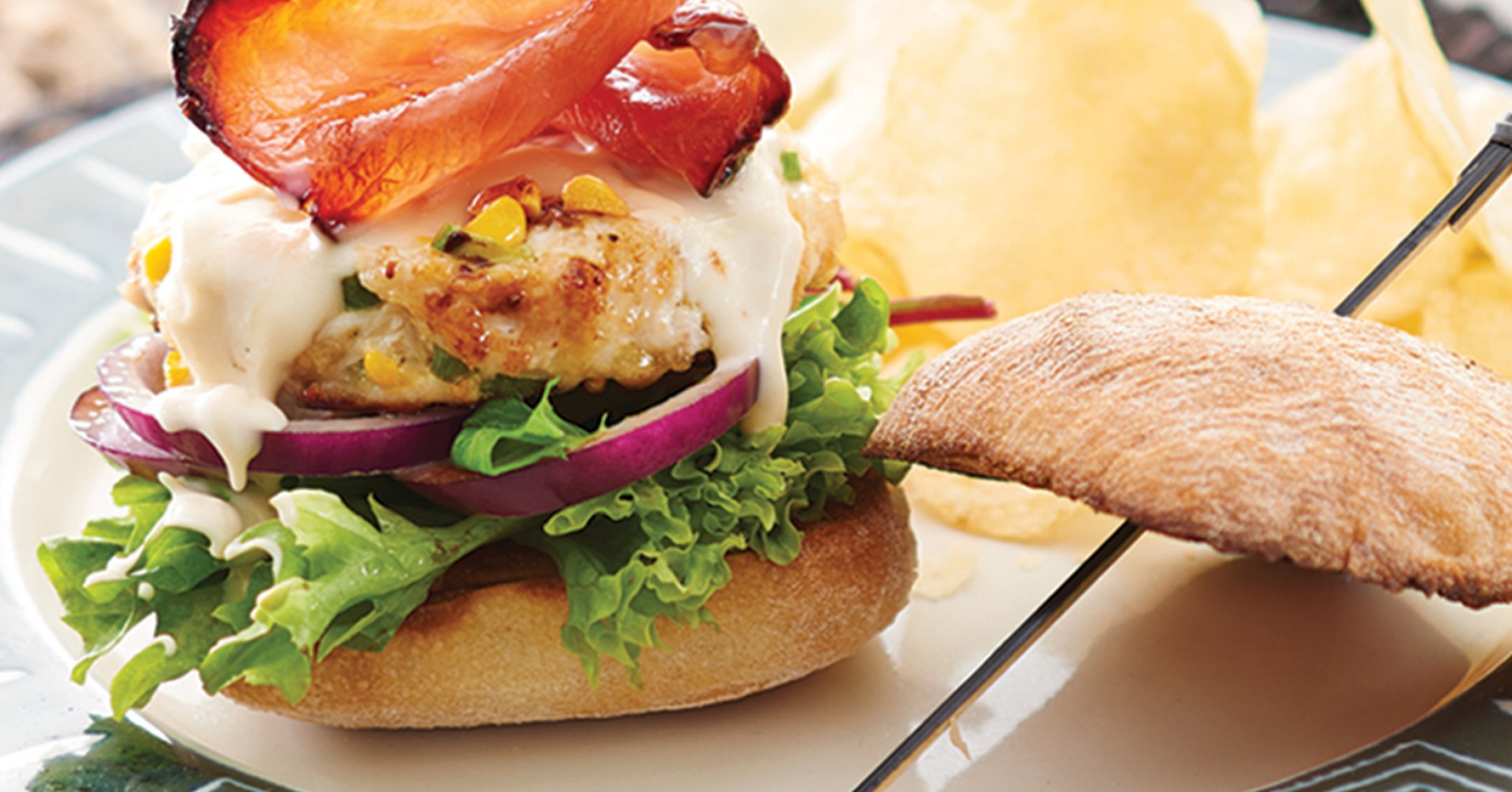 Chicken Burger with Maple Bacon Recipe | myfoodbook