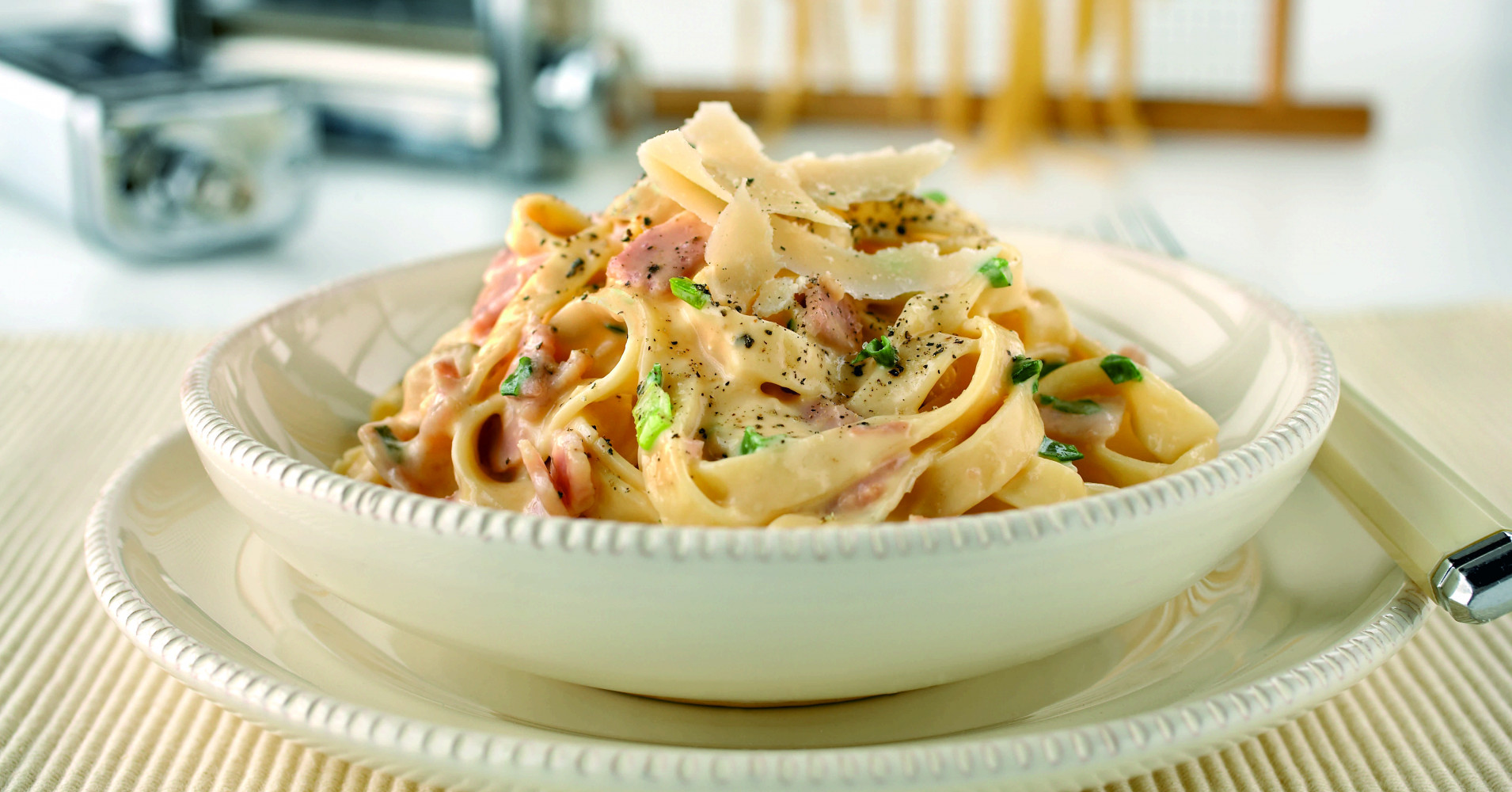 Fettuccine Alla Carbonara KitchenAid Recipe | myfoodbook