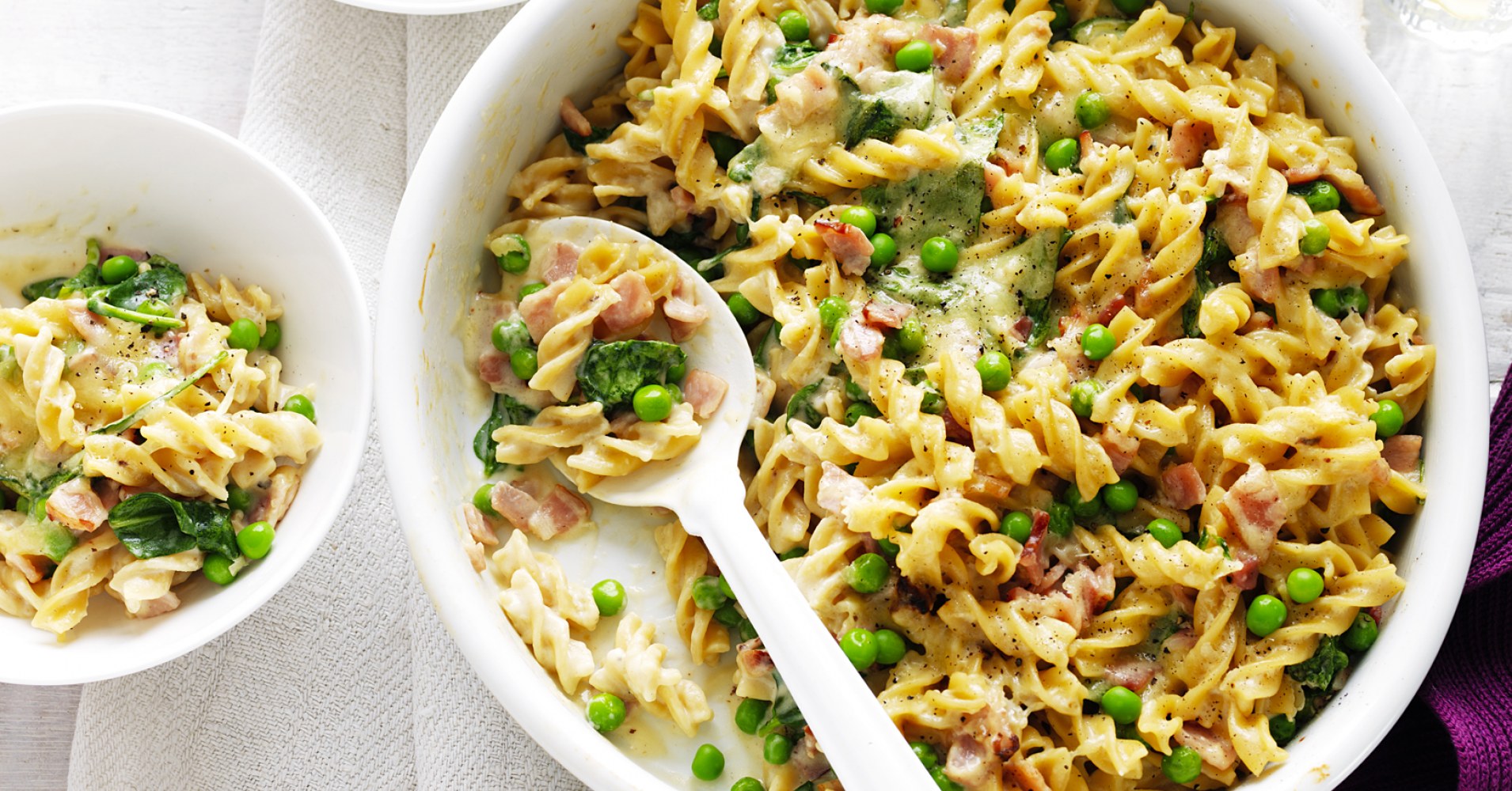 Bacon, Cheese and Spinach Pasta Bake Recipe | myfoodbook