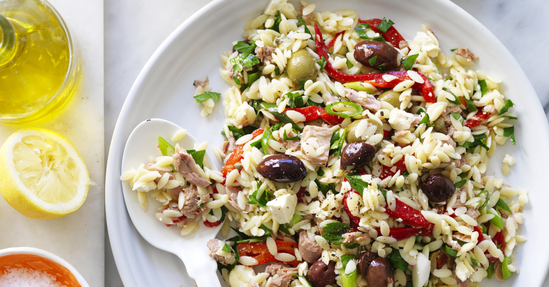 Mediterranean Tuna and Risoni Salad Recipe | myfoodbook