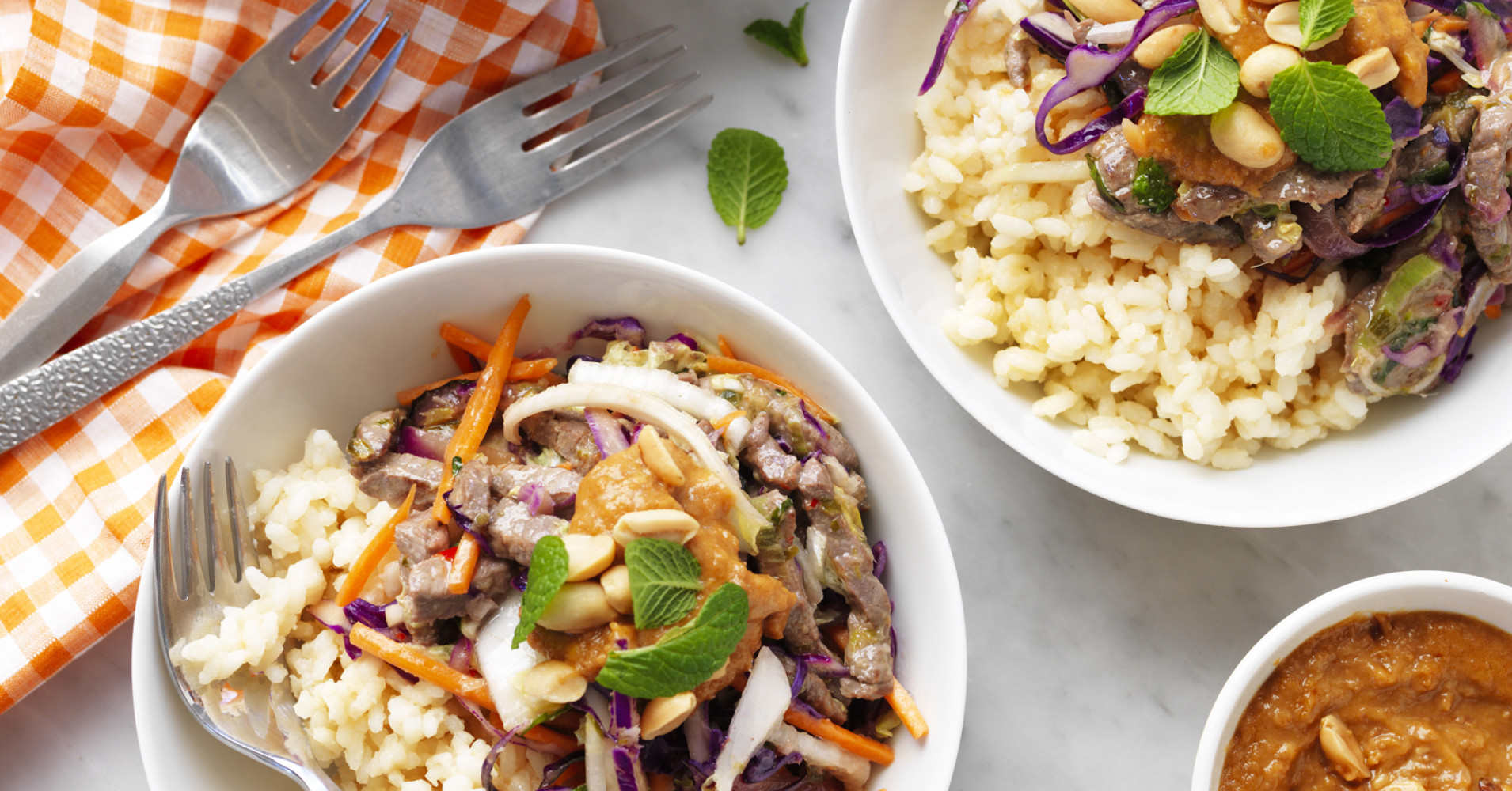 Thai Beef Coconut Rice with Peanut Sauce Recipe | myfoodbook | How to make coconut rice