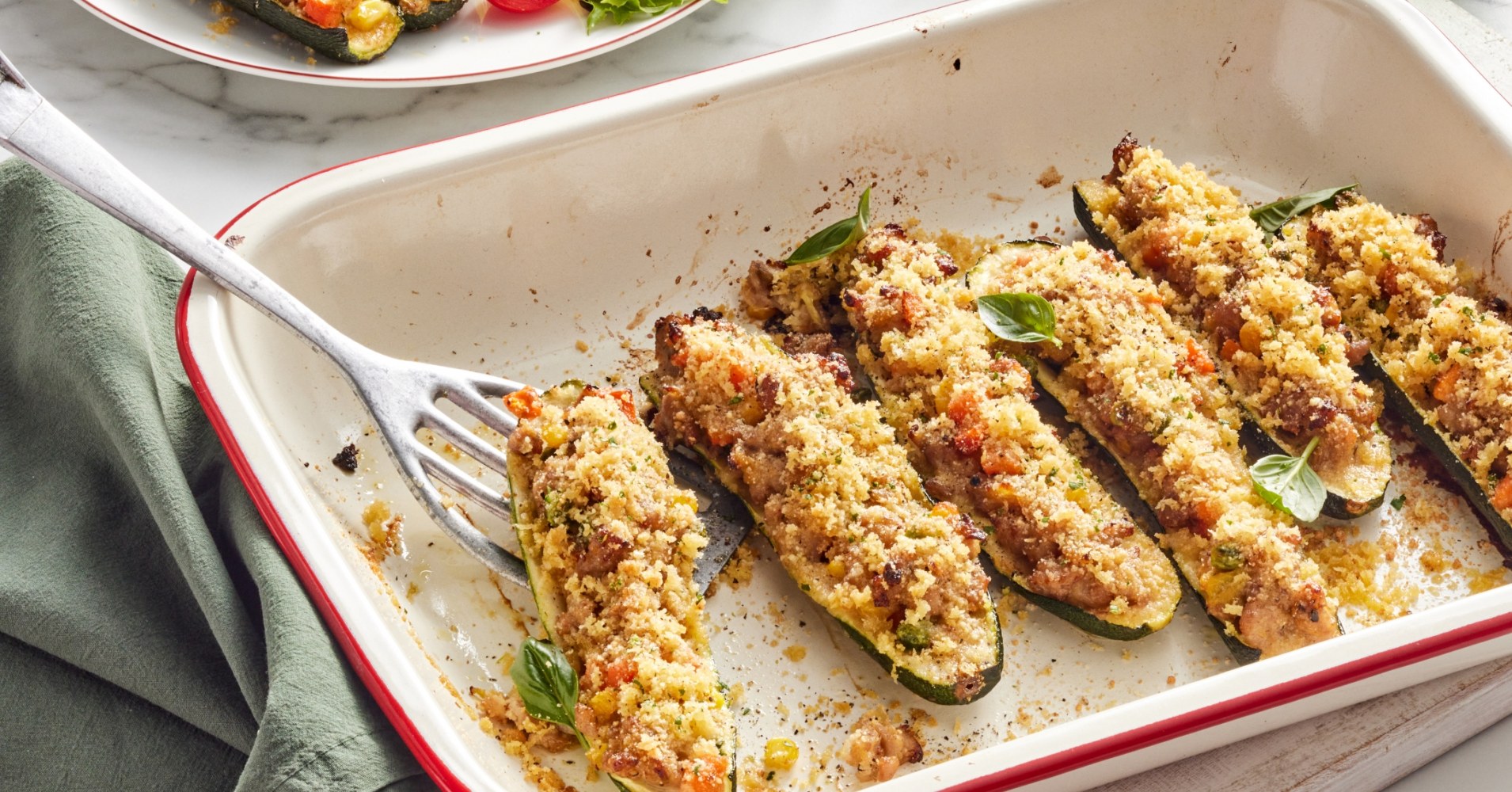 Stuffed Zucchini Parmesan Boats Recipe | myfoodbook