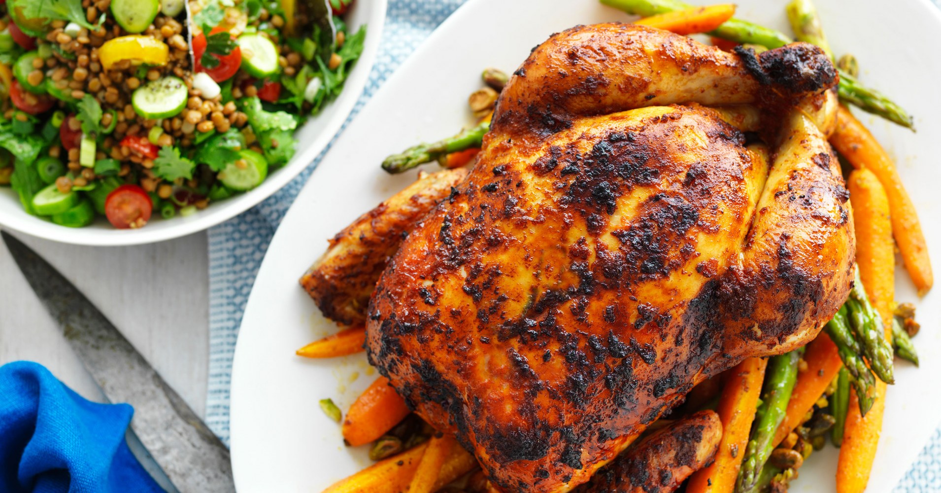Harissa Roast Chicken with Tahini Yoghurt Recipe | myfoodbook | Recipes with Harissa