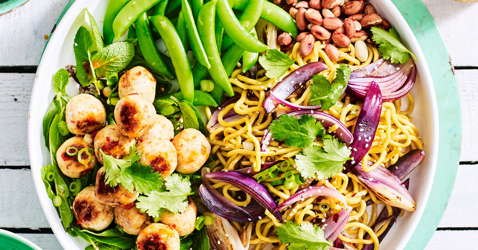 Asian Chicken Meatballs with Noodles Recipe | myfoodbook | How to make Asian chicken meatballs