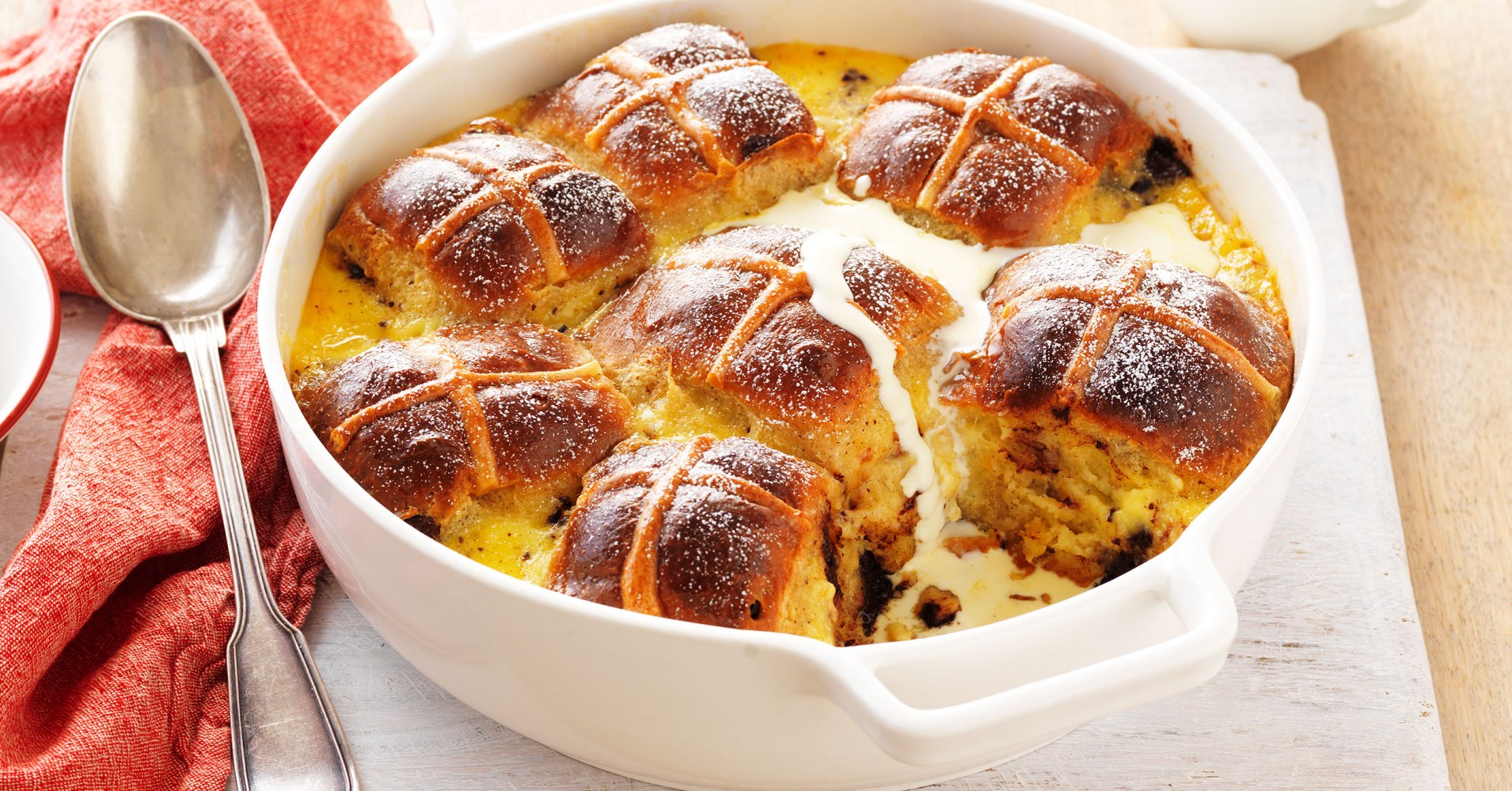 Hot cross bun pudding with chocolate Recipe myfoodbook Leftover Hot