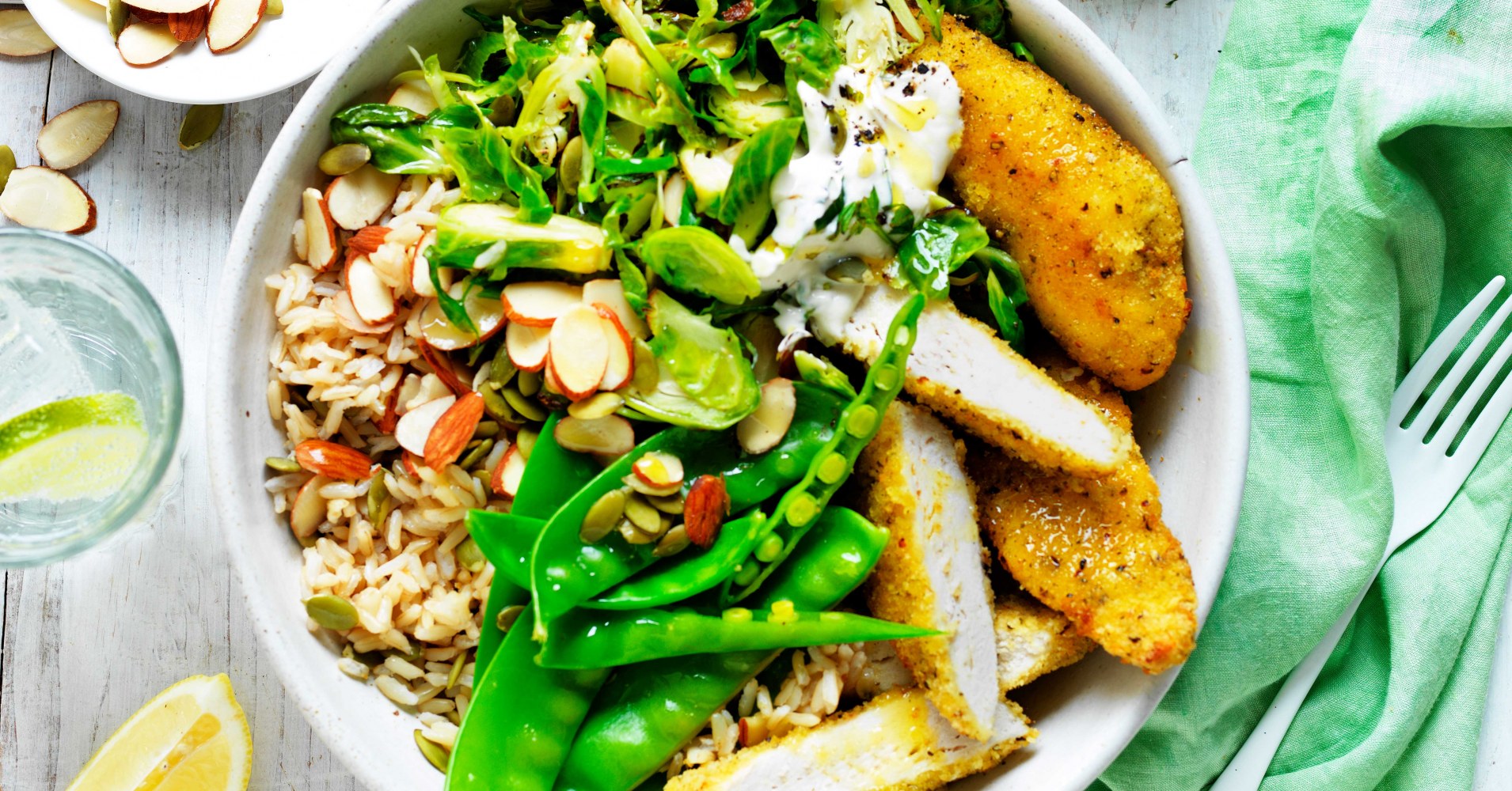 Lemon and Pepper Chicken Nourish Bowls Recipe | myfoodbook | Easy chicken nourish bowl recipe