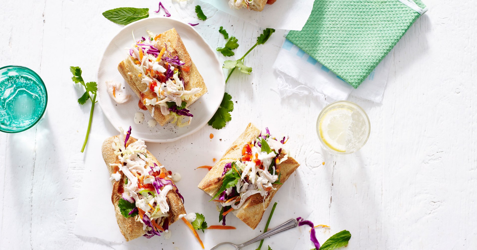 Chicken Baguette Recipe | myfoodbook | Leftover BBQ chicken rolls