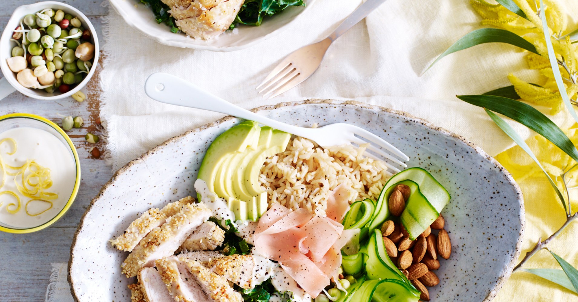 Sesame Chicken and Brown Rice Salad Bowl Recipe | myfoodbook