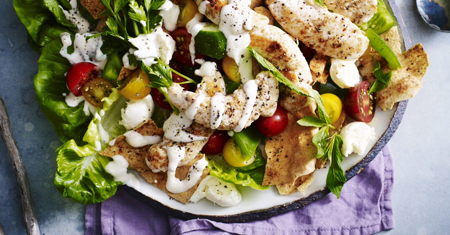 Fattoush and Chicken Warm Salad Recipe | myfoodbook | The best chicken salad recipe