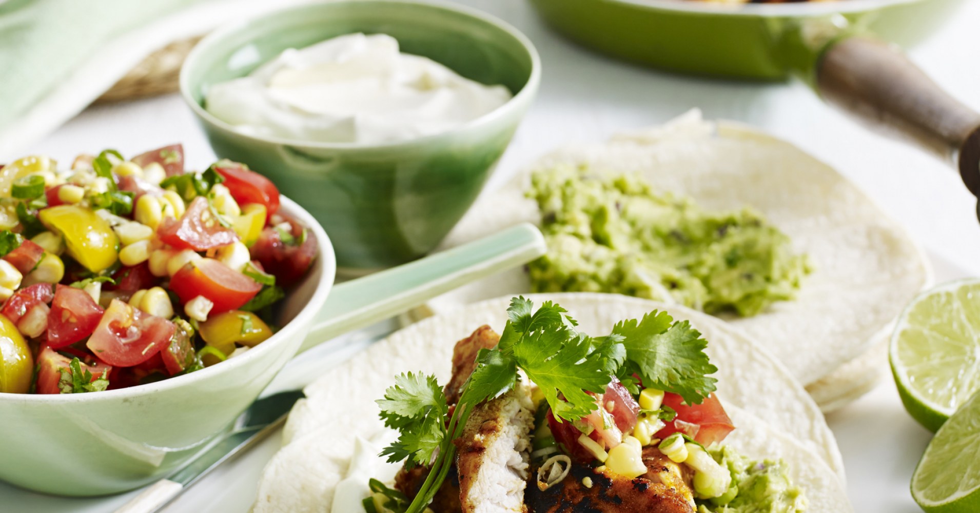 Chicken Tacos with Tomato Salsa and Guacamole Recipe | myfoodbook