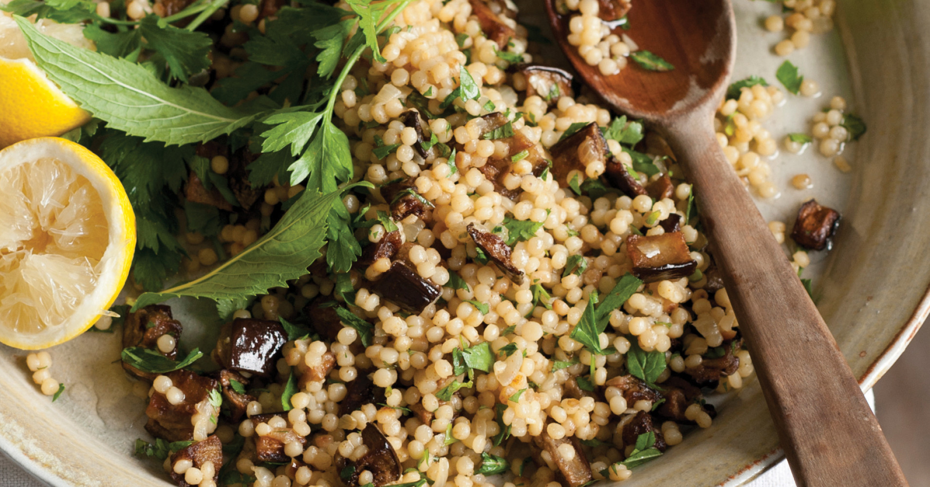 Ruby's Eggplant and Israeli Cous Cous Salad Recipe | myfoodbook