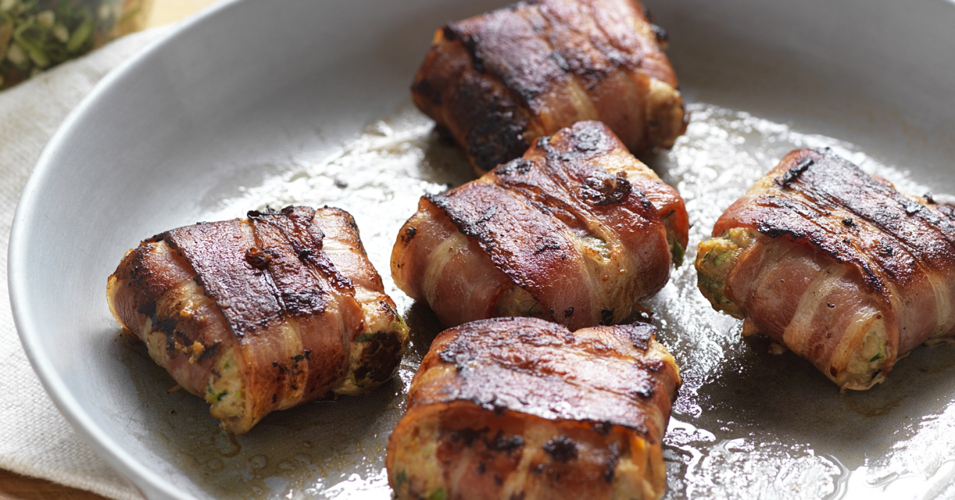 Pork and Mushroom Bacon Wrapped Patties Recipe | myfoodbook