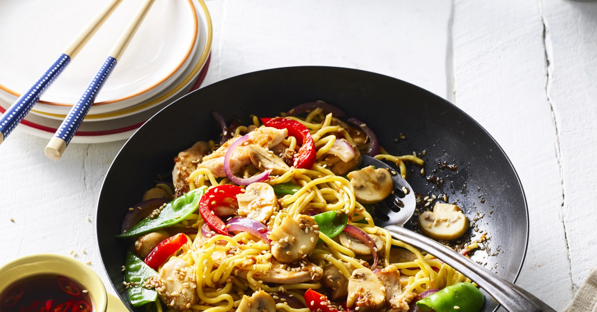 Honey and Soy Chicken Stir Fry with Mushrooms and Hokkien Noodles Recipe | myfoodbook | Stir Fry Rec