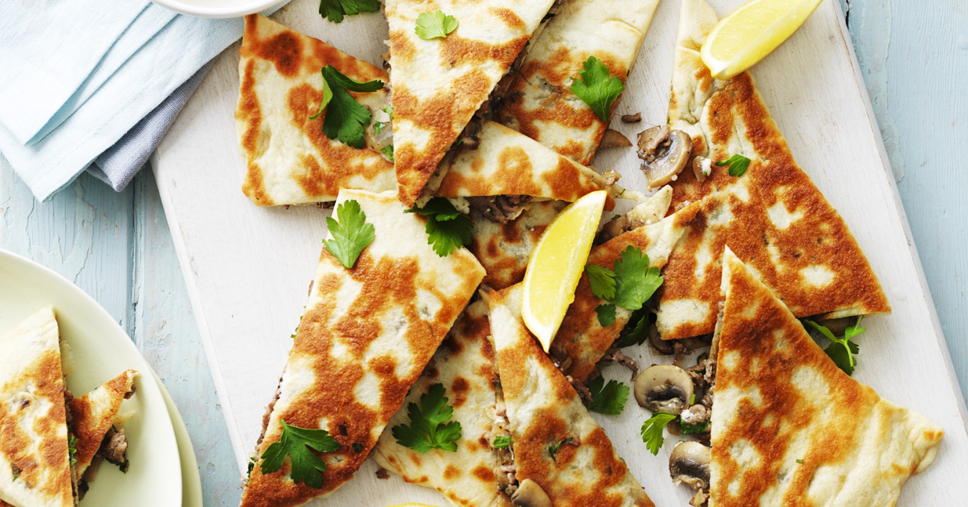 Mushroom, Lamb and Feta Gozleme Recipe | myfoodbook | How to make Gozleme