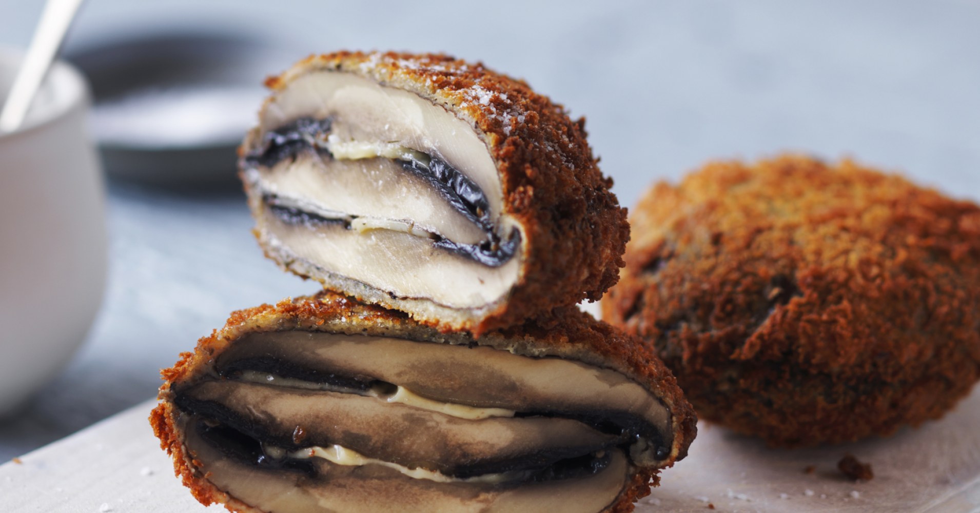 Southern-Fried Portabella Mushroom Steak Recipe | myfoodbook | Fried Mushroom burgers
