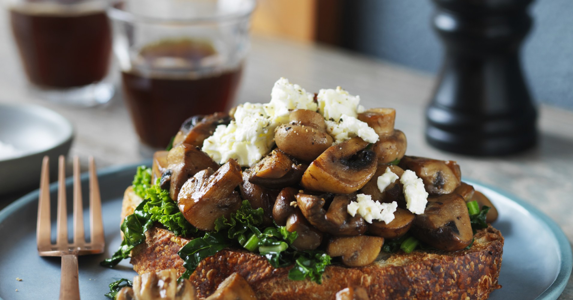 Mushrooms and Wilted Greens on Sourdough Recipe | myfoodbook