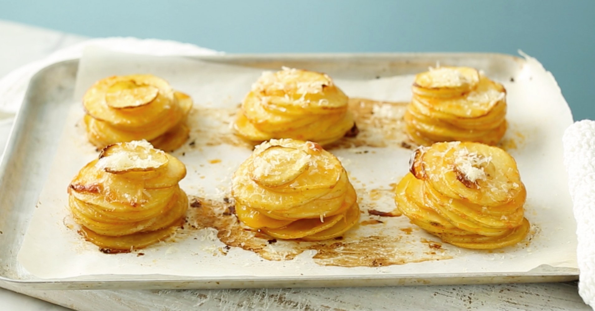 Crispy Parmesan Potato Stacks Recipe | myfoodbook | Muffin tin potatoes