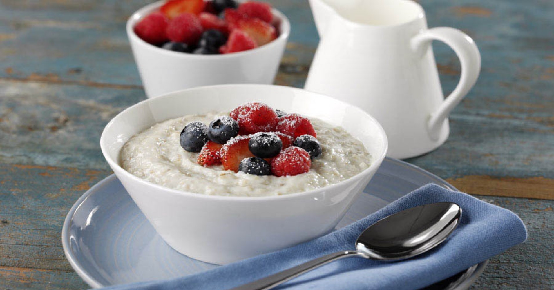 Creamy Porridge With Strawberries, Blueberries And Raspberries Recipe | myfoodbook