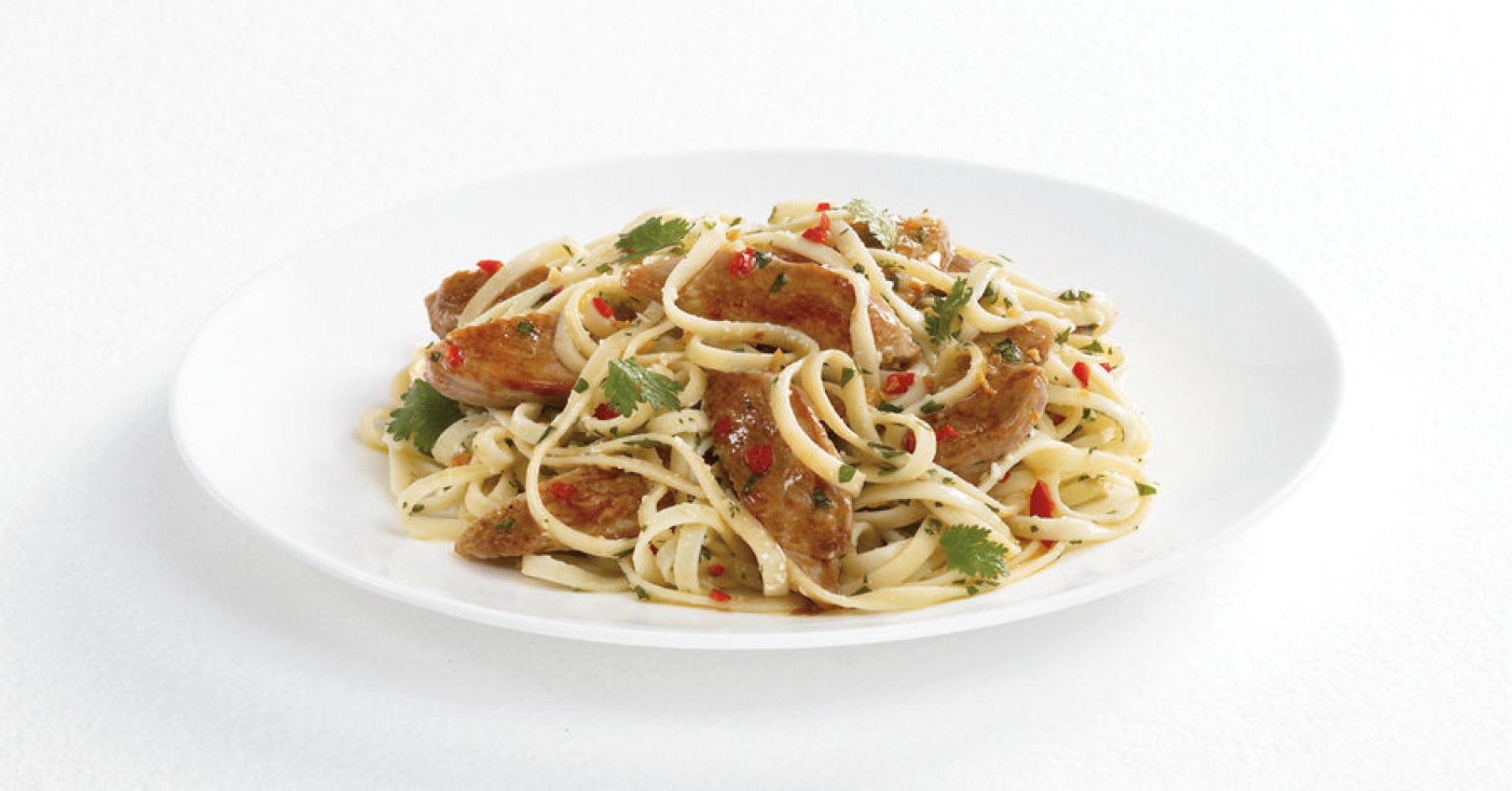 Quail Breast Fillets with Pasta, Chilli, Fresh Herbs and Olive Oil