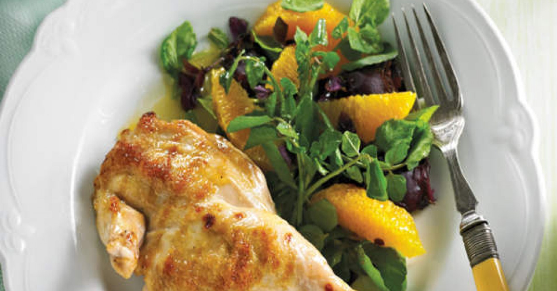 Grilled Spatchcock with Salad Recipe | myfoodbook