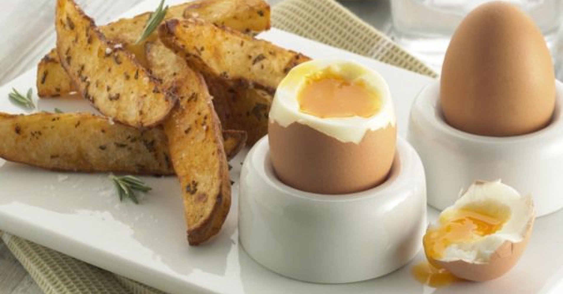 Soft Boiled Eggs and Baked Potato Wedges Recipe | myfoodbook