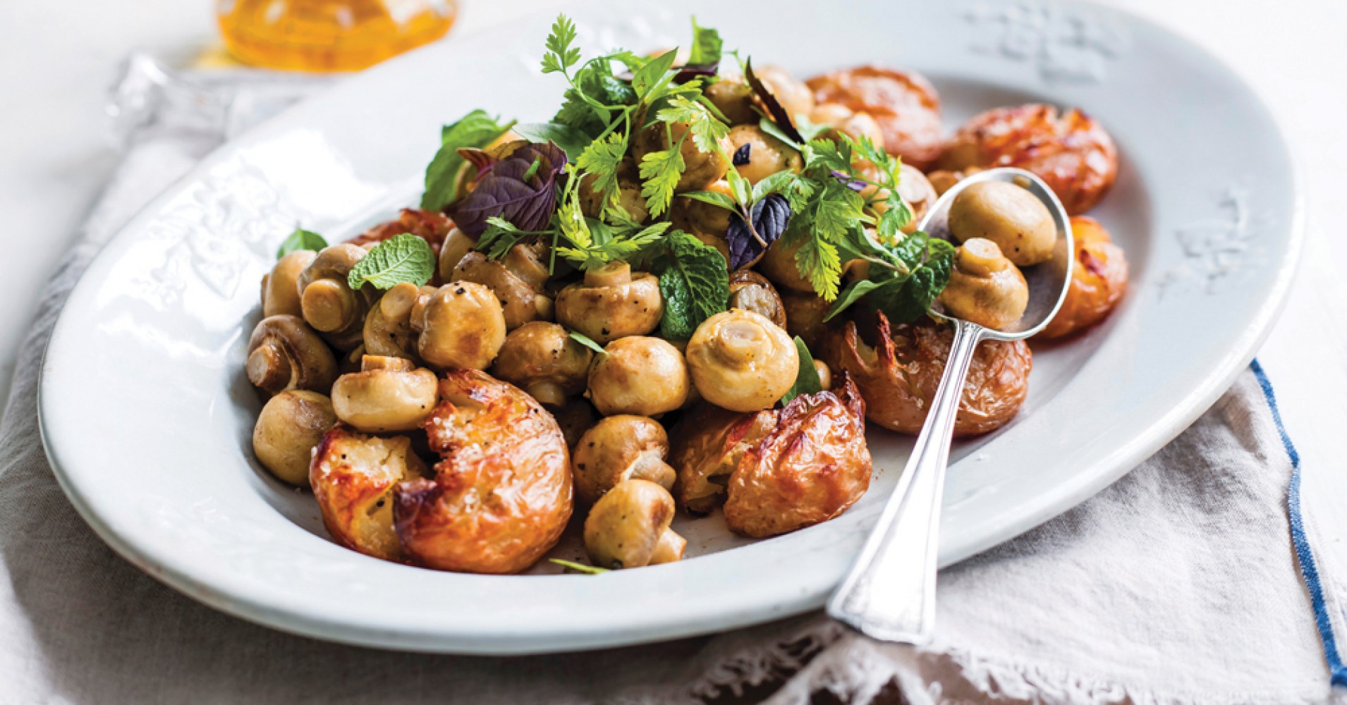 Roasted Mushroom & Potato Salad Recipe | myfoodbook | Make a Mushrooms cookbook with healthy recipe 