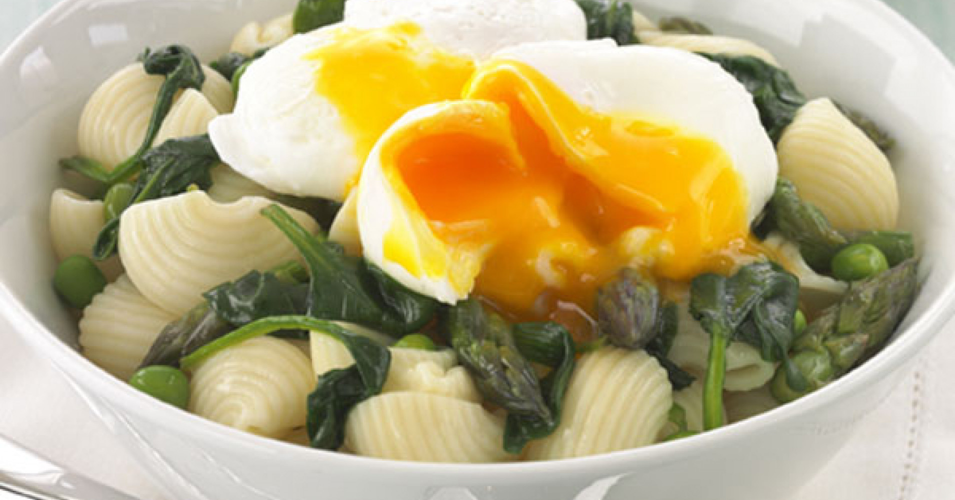 Poached egg and green vegetable pasta Recipe | myfoodbook | East Eggs Dinner recipes