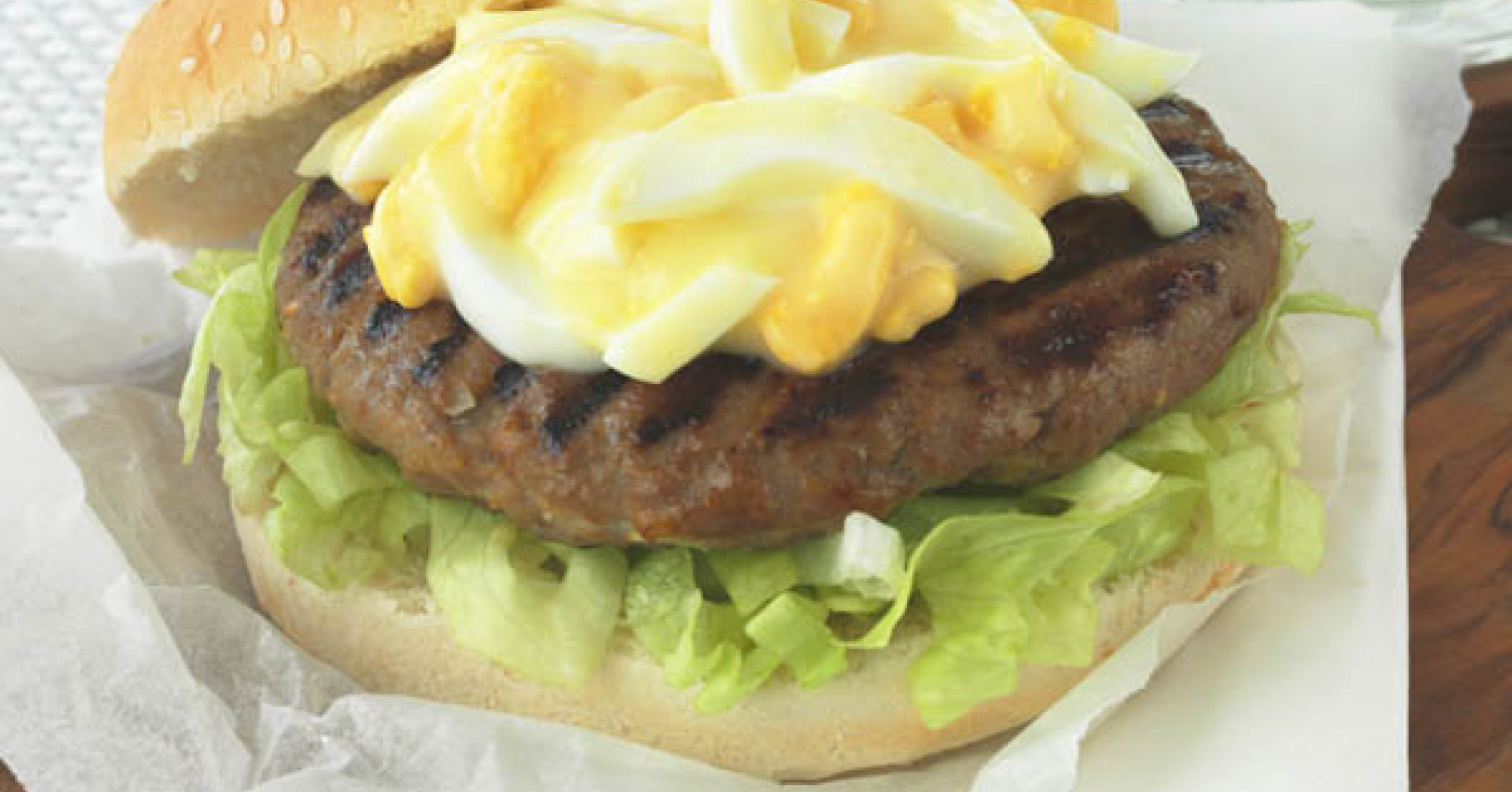 American Turkey Burger with Egg, Lettuce and Mayonnaise Recipe | myfoodbook