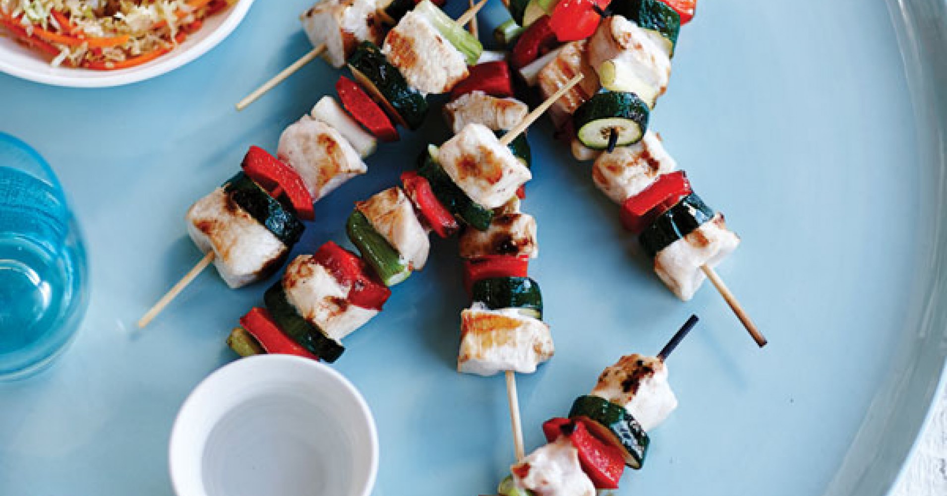 Glazed Chicken Skewers with Asian Coleslaw Recipe | myfoodbook