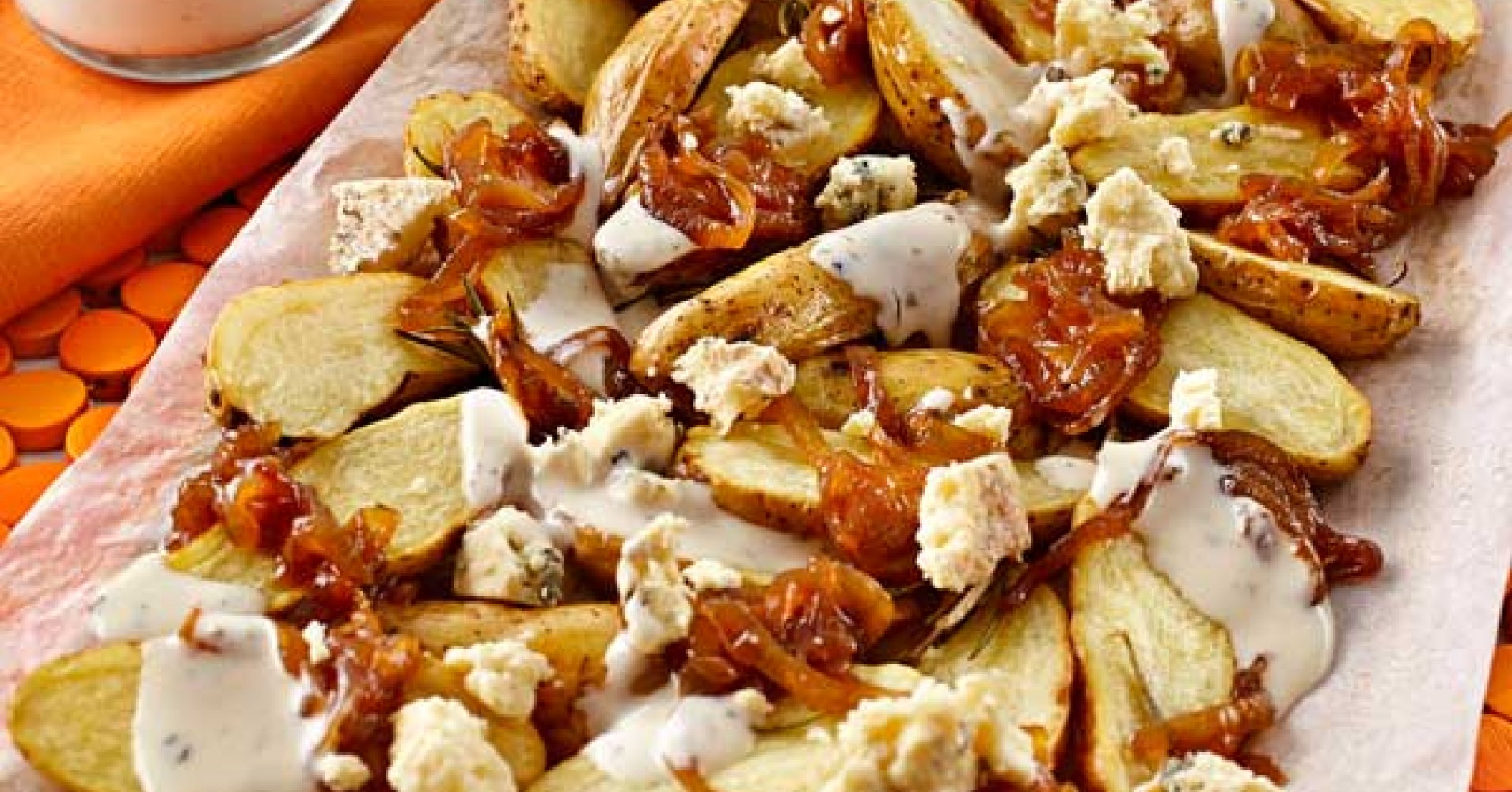 Warm Kipfler, Caramelised Onion and Blue Cheese Salad Recipe | myfoodbook | Make a cookbook with Eve