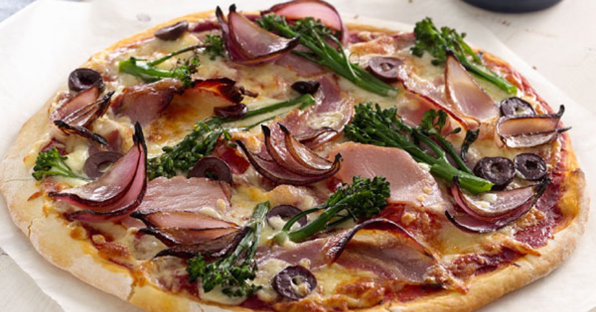 Pancetta, Balsamic Onion and Broccolini Pizza Recipe | myfoodbook | Make a cookbook with Perfect Ita