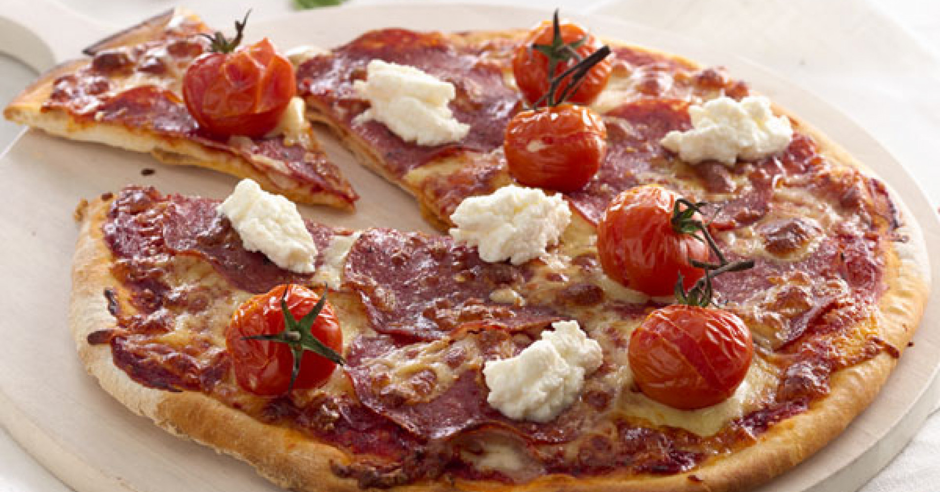 Spicy Salami and Ricotta Pizza Recipe | myfoodbook | Make a cookbook with Perfect Italiano recipes