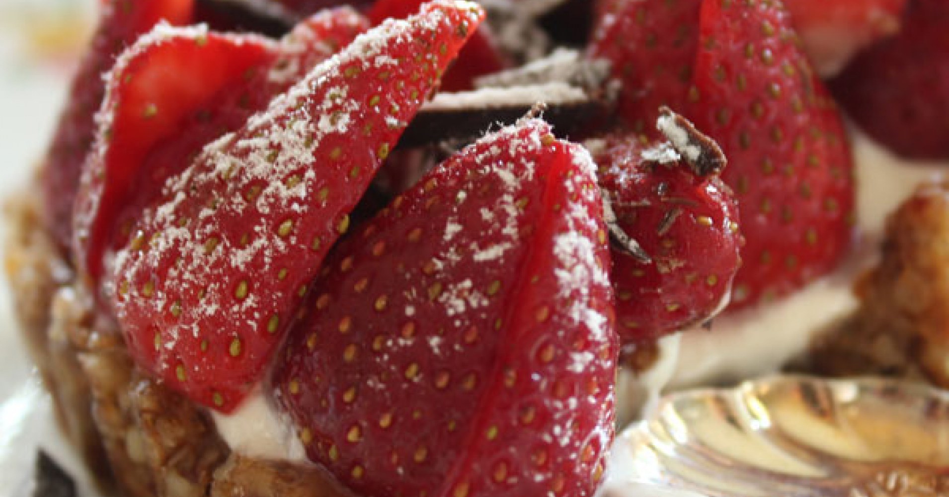 Date, cashew and walnut yoghurt strawberry tart Recipe | myfoodbook