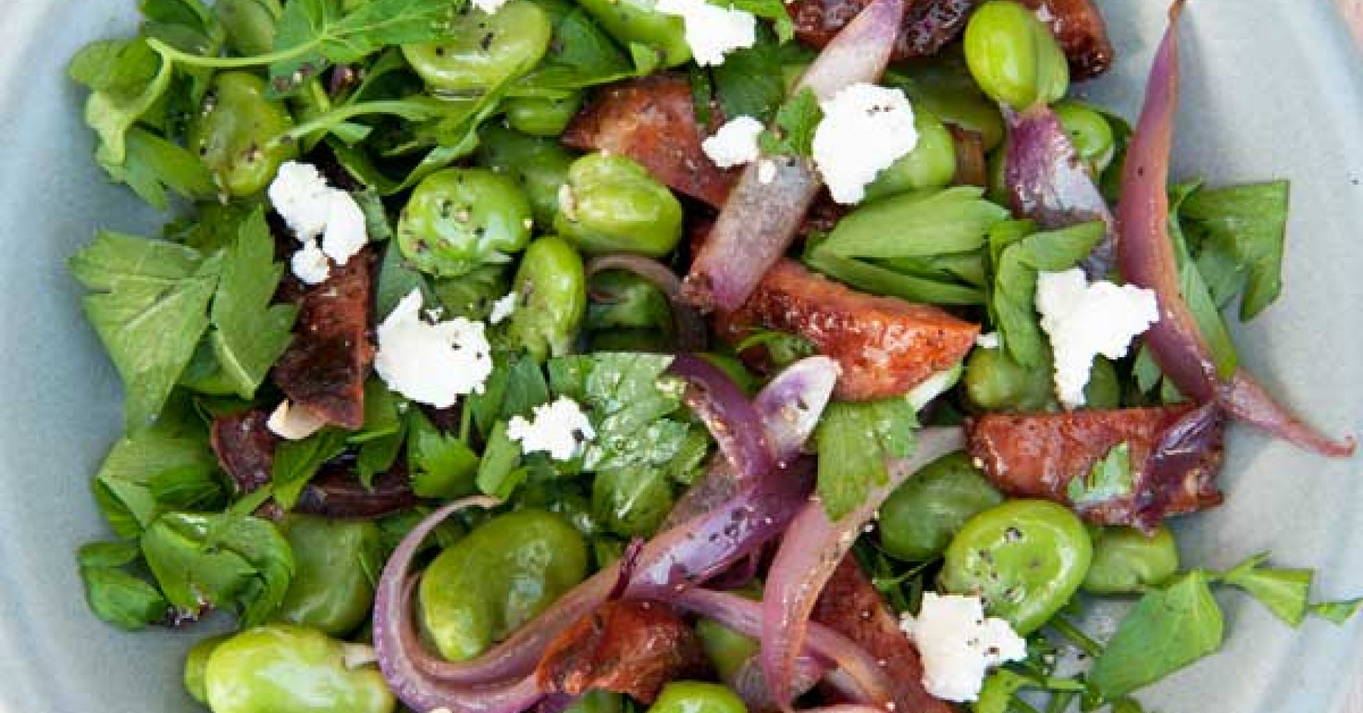 Broad Bean and Chorizo Salad Recipe myfoodbook