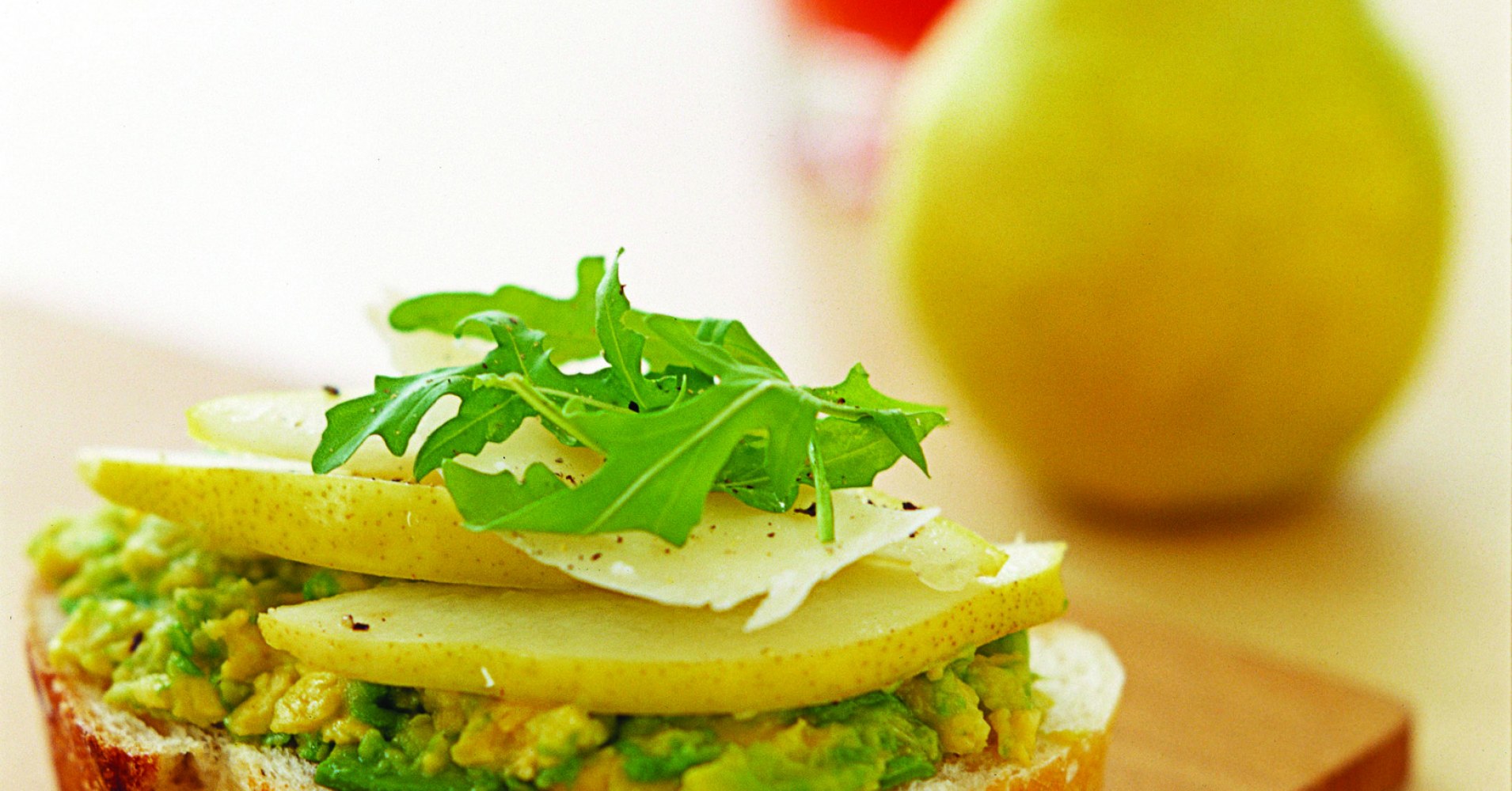 Pear, Avocado and Rocket Open Sandwiches Recipe | myfoodbook