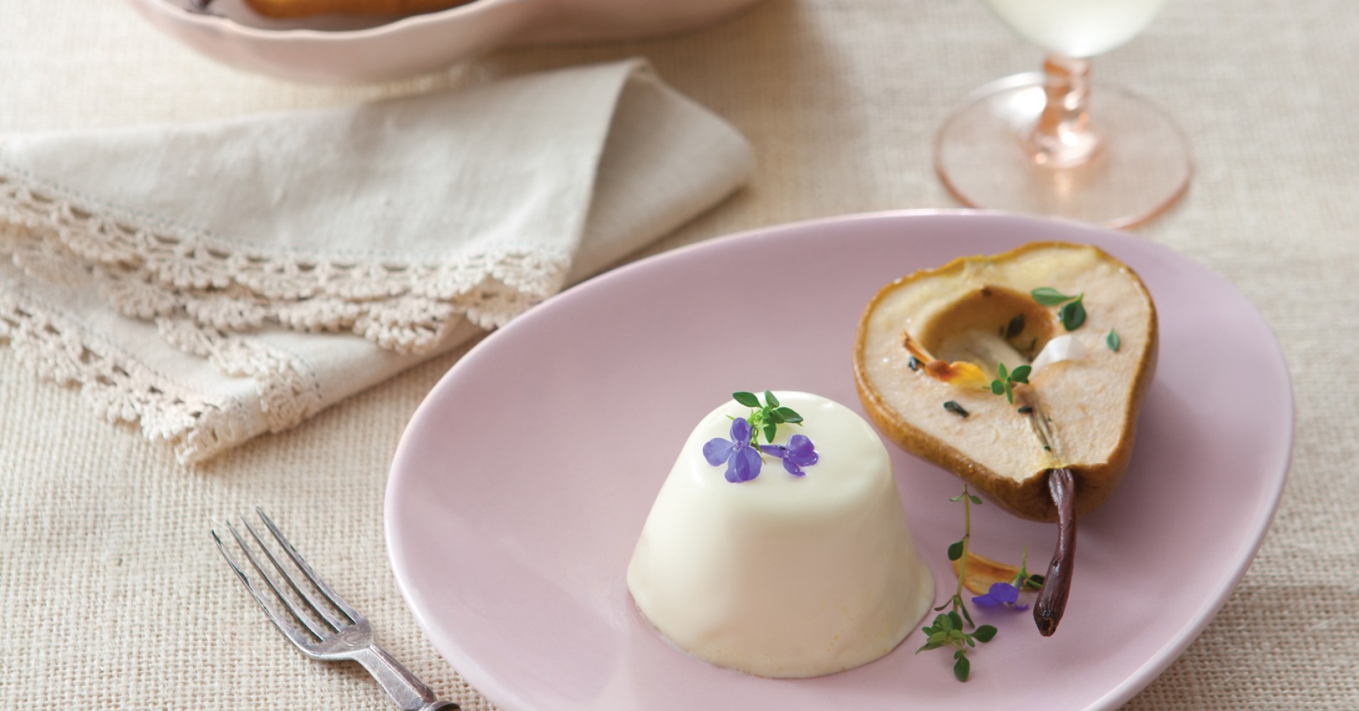 Goat Cheese Pannacotta with Roasted Pear Recipe | myfoodbook