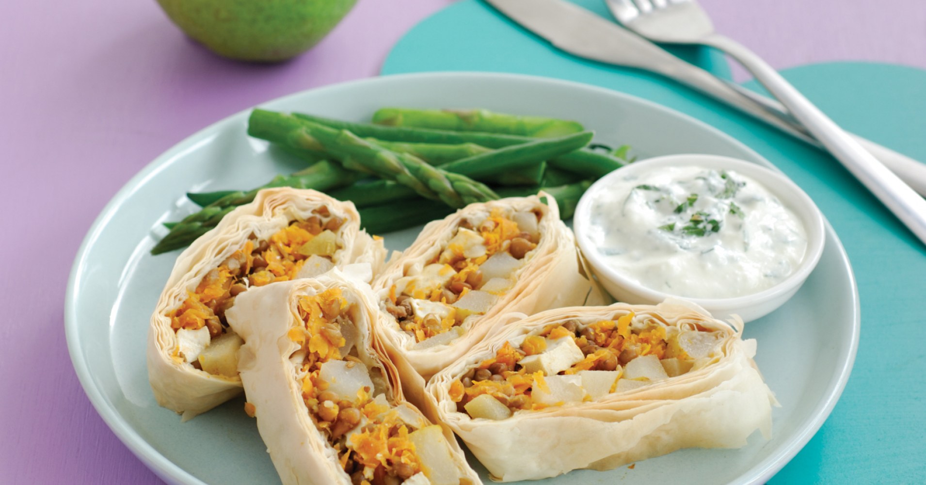 Cumin Pears, Carrot, Tofu and Lentil Strudel Recipe | myfoodbook
