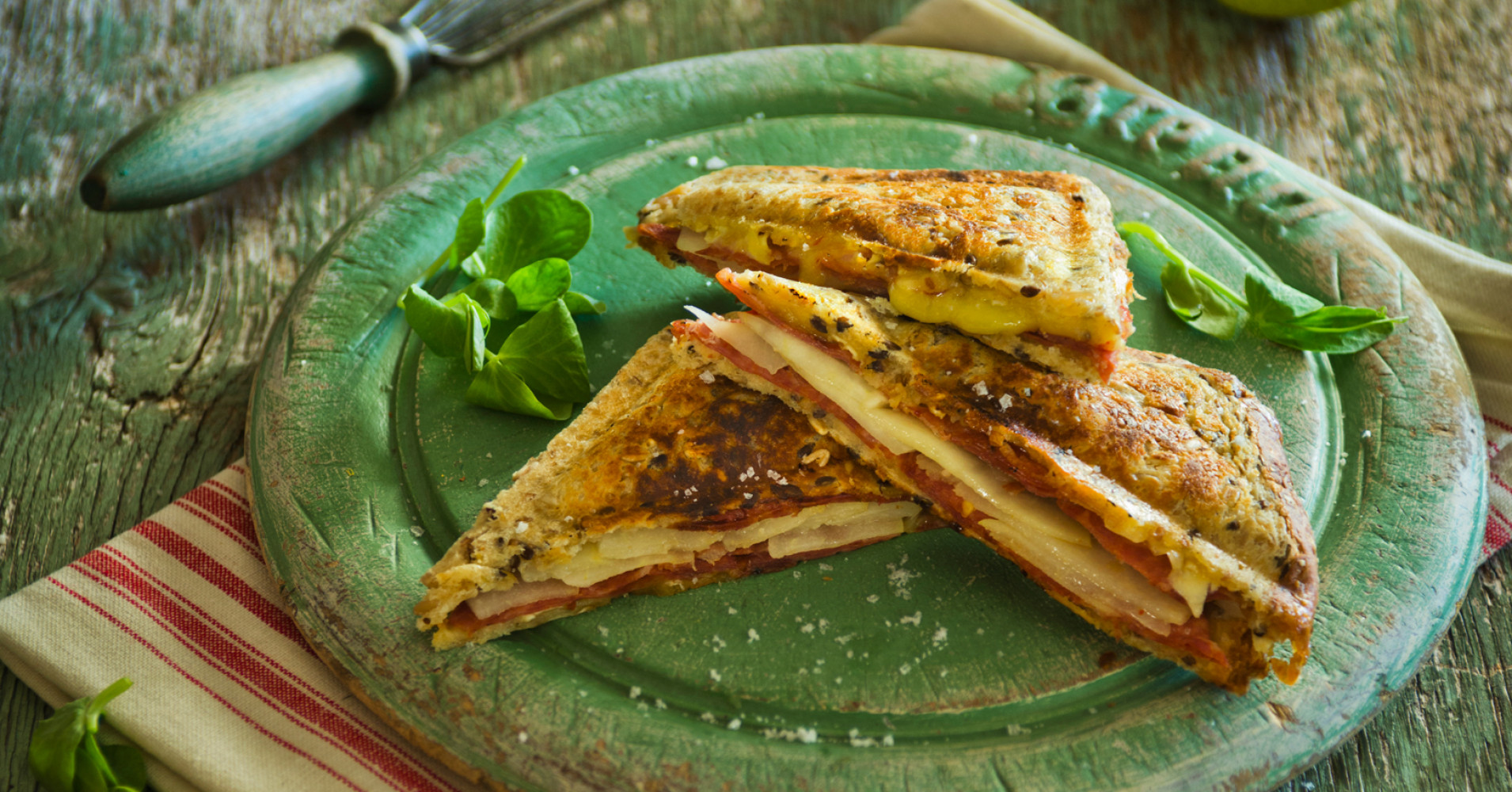 Pear, Salami and Brie Toastie Recipe | myfoodbook
