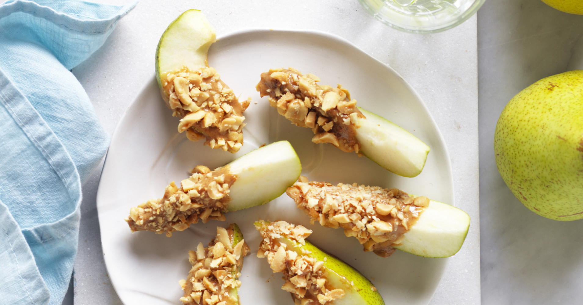 Peanut Butter and Nut Pear Wedges Snack Recipe | myfoodbook | Low carb peanut butter recipe