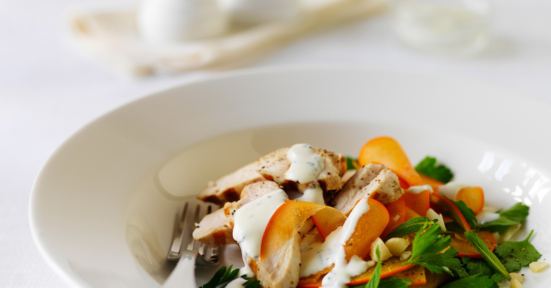 Persimmon and Herb Chicken Salad Recipe | myfoodbook