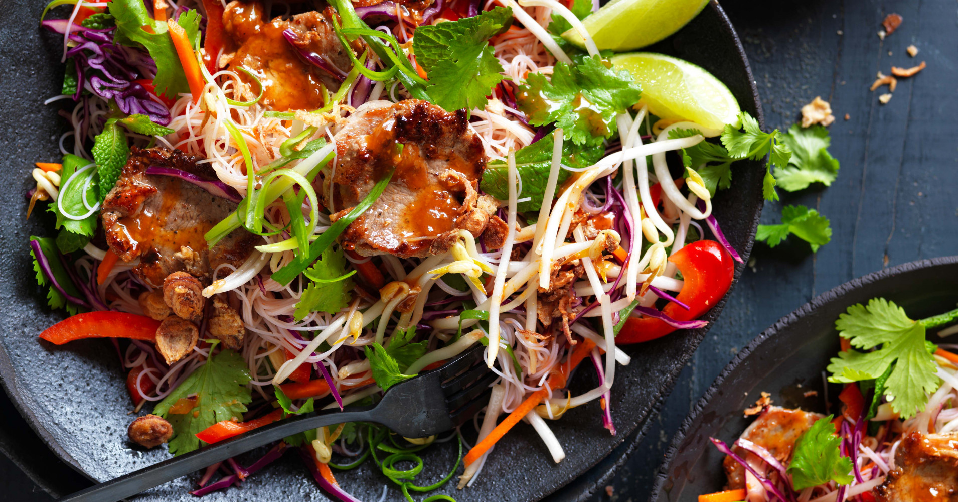 Satay Pork Vermicelli Rice Noodle Salad Recipe | myfoodbook