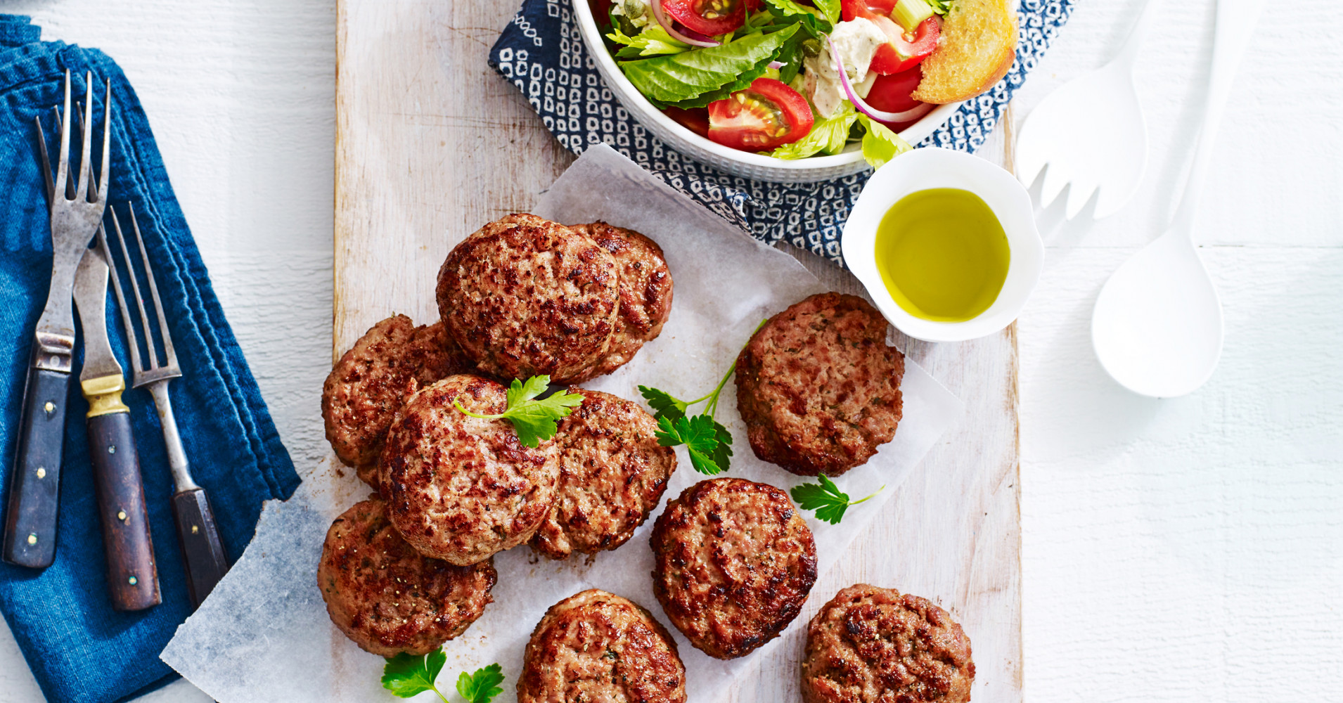 Turkey Rissoles with Panzanella Salad Recipe | myfoodbook
