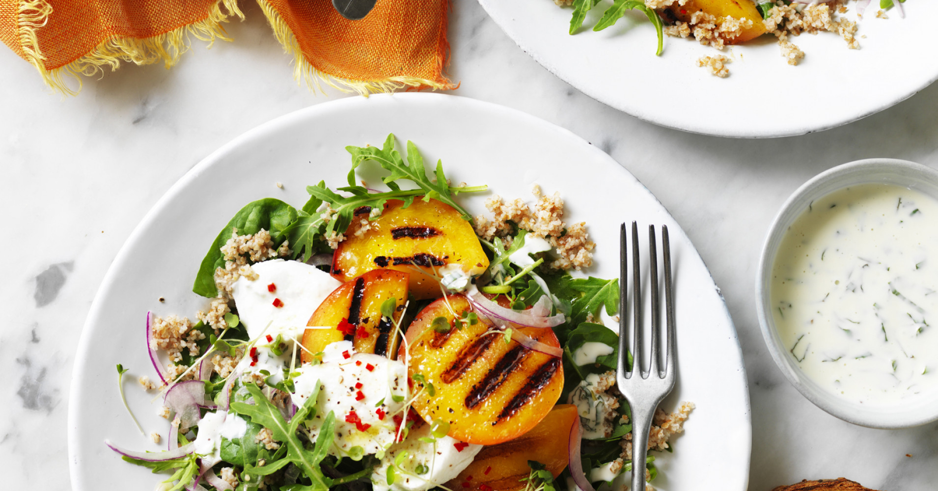 Grilled Yellow Nectarine Salad Recipe | myfoodbook