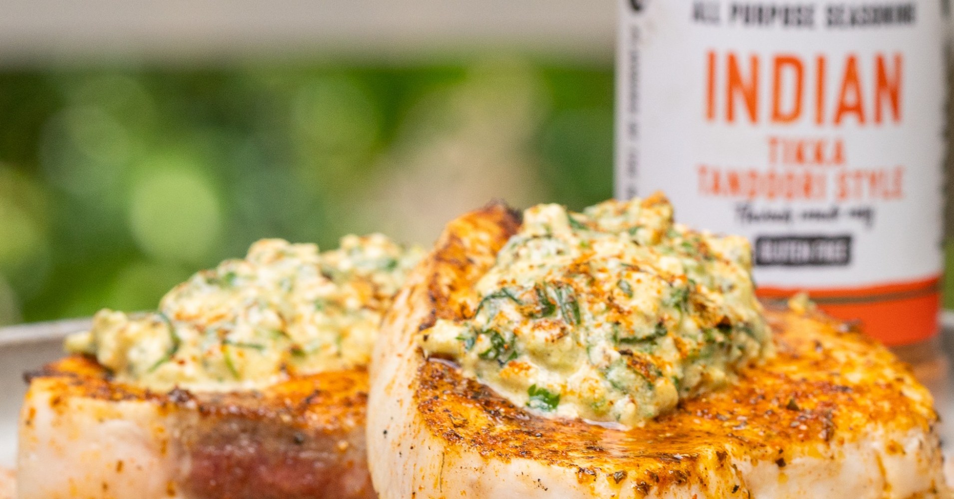 BBQ Grilled Swordfish with Cashew and Coriander Sauce